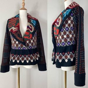 Anthropologie hazel embroidered wool jacket
